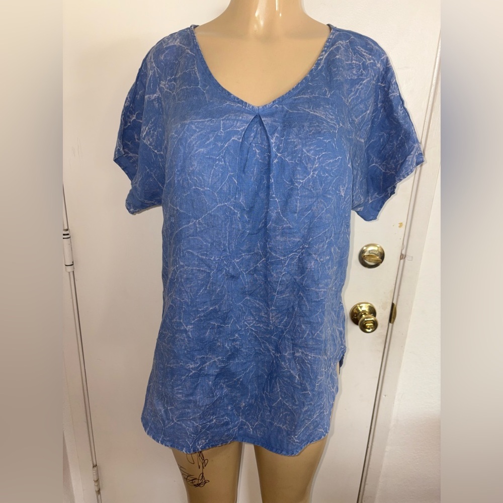 XCVI Blue Textured Women's Blouse